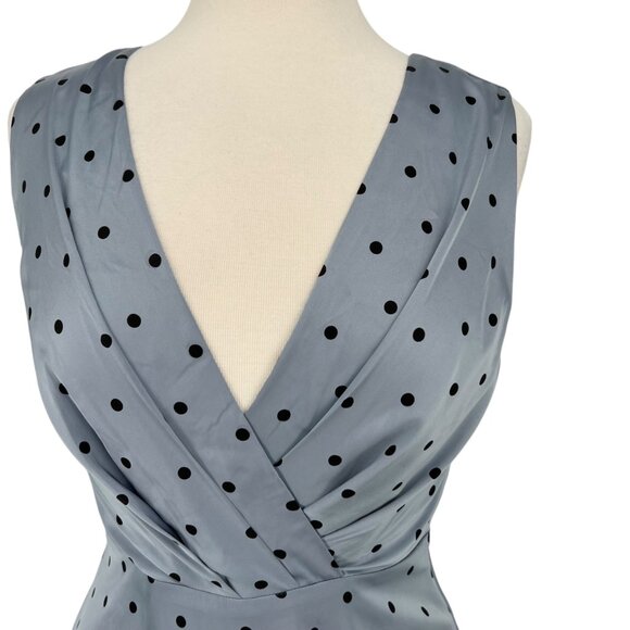 Modcloth Gill Polka Dot Sleeveless A-Line Midi Dress Knot Back Blue Size Medium - Picture 3 of 13